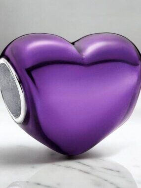 NEW Authentic Pandora Metallic Heart Charm PURPLE #793337C02